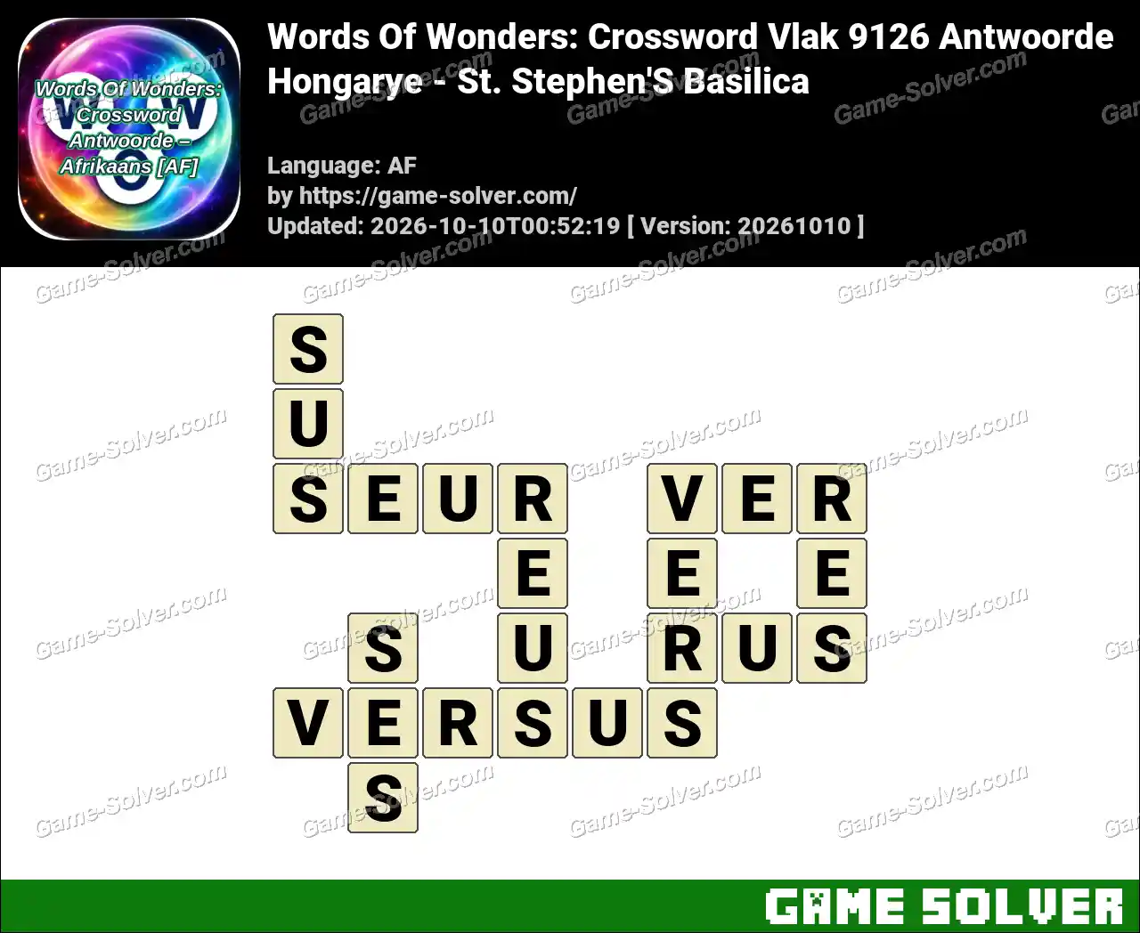 Words Of Wonders: Crossword Vlak 9126 Antwoorde – Hongarye – St. Stephen’S Basilica